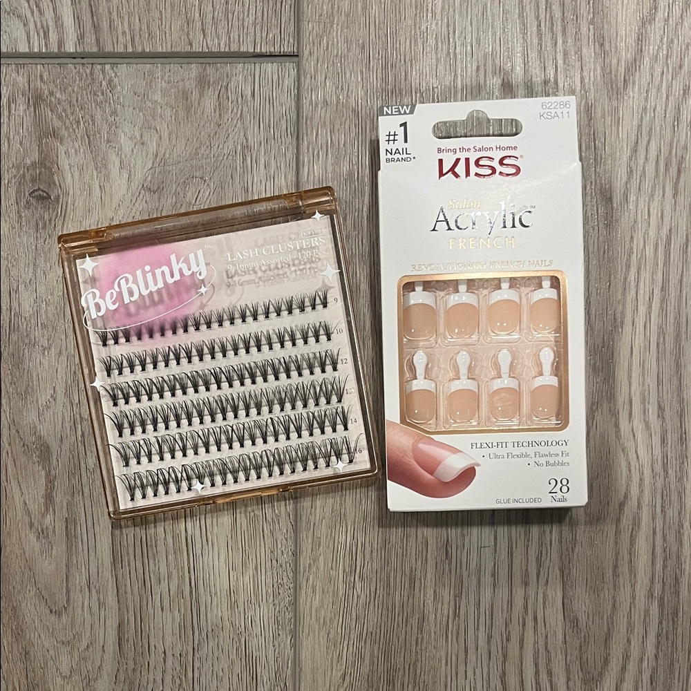 KISS Acrylic French Nails and BeBlink Lashes Set